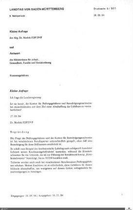 Drucksachen 501-700: Anträge, Anfragen, Gesetzentwürfe