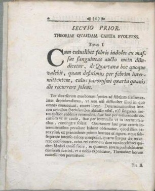 Sectio Prior. Theoriae Qvaedam Capita Evolvens.