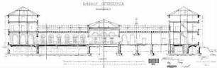 Osterburken: Empfangsgebäude Verwaltungsgebäude Längsschnitt (mit Fundament)