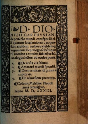 De perfecto mundi contemtu : libelli quatuor ...
