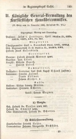 II. Königliche General-Verwaltung des kurfürstlichen Hausfideicommisses.