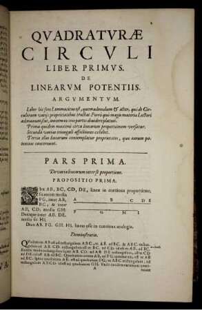 Pars prima. De varia linearum inter se proportione.