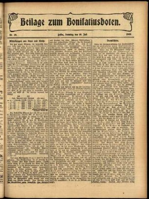 Zweite Ausgabe vom Sonntag, den 19. Juli 1908.
