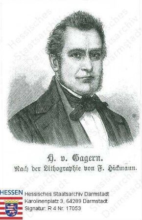 Gagern, Heinrich Freiherr v. (1799-1880) / Porträt, Brustbild mit Bildlegende
