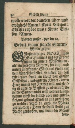 Gebett wann starcke Sturm-Winde gehen
