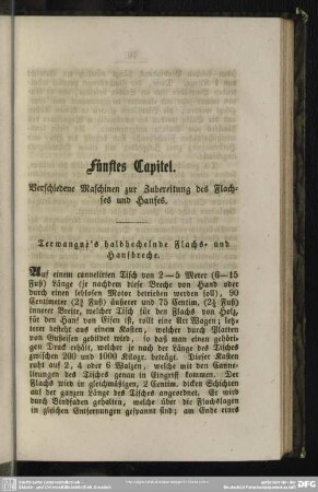 Fünftes Capitel. Verschiedene Maschinen zur Zubereitung des Flachses und Hanfes