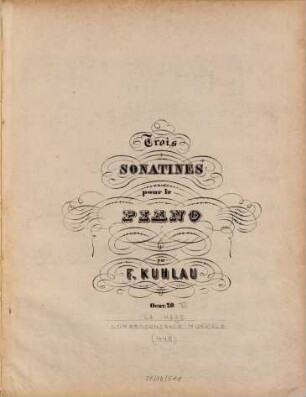 Trois sonatines pour le piano : oeuv. 20, 3