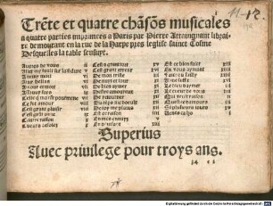 Trẽte et quatre chãsõs musicales a quatre parties