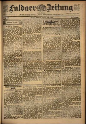 Erste Ausgabe vom Mittwoch, den 11. Juni 1902.