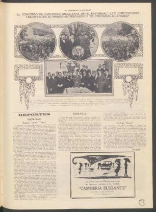 El concurso de canciones mexicanas de "El Universal". - Los compositores triunfantes. - El primer aniversario de "El Universal Ilustrado" - [Fotografías]