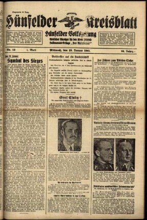 Erste Ausgabe vom Mittwoch, den 29. Januar 1941.