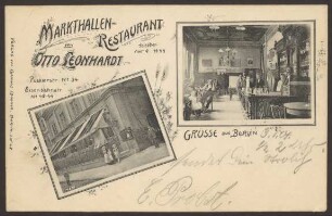 Ansichtskarte "Markthallen-Restaurant", Pücklerstraße 34