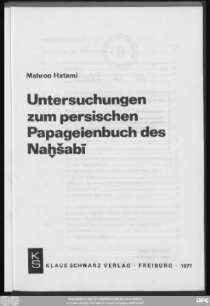 Untersuchungen zum persischen Papageienbuch des Naḫšabī