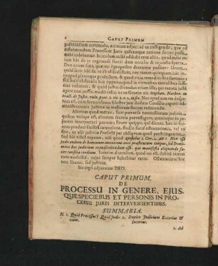 Caput Primum. De Processu In Genere, Eiusque Speciebus Et Personis In Processu Iuris Intervenientibus.