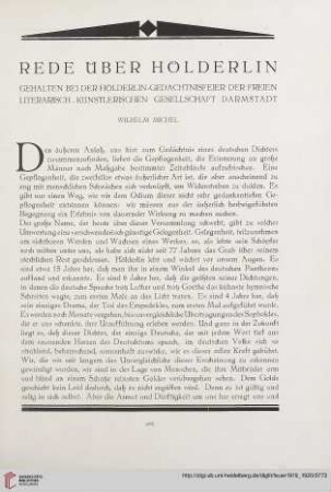 1: Rede über Hölderlin