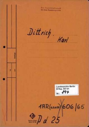 Personenheft Karl Dittrich (*20.06.1912), SS-Hauptsturmführer