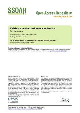 Tajikistan on the road to totalitarianism