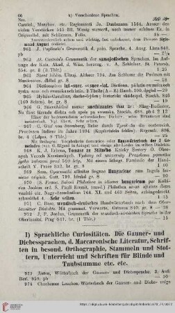 l) Sprachliche Curiositäten. Die Gauner- und Diebessprachen,[...] (Nro. 973 - 1040)