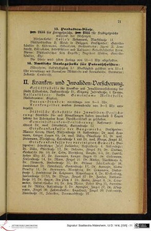 II. Kranken- und Invaliden-Versicherung.