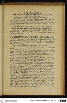 II. Kranken- und Invaliden-Versicherung.