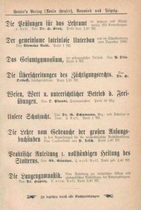 Heuser's Verlag (Louis Heuser), Neuwied und Leipzig