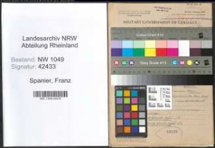 Entnazifizierung Franz Spanier , geb. 30.08.1898 (Hauer)