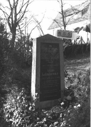Grabstein 455 (Index: 99786445) Maße HxBxT: 139x49x15 cm Besonderheit: kulturhistorisch wertvoll / künstl.-formale Gründe (Inschrift): Grabstein 455
