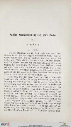 Goethes Jugendentwicklung nach neuen Quellen, 2