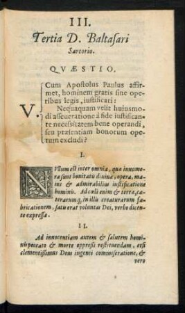 III. Tertia D. Baltasari Sartorio. Quaestio.