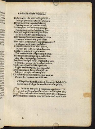 Ad eundem eiusdem epigramma. Ad Magnificum et ornatissimum ...