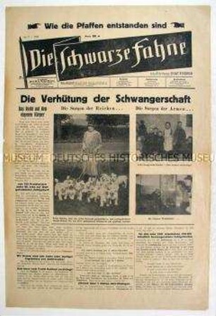 Anarchistische Wochenzeitung "Die Schwarze Fahne" u.a. zur Schwangerschaftsverhütung