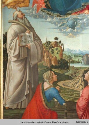 Christus in der Glorie mit den Heiligen Benedikt, Romuald, Attinea und Greciniana und dem Stifter Abt Giusto Bonvinci