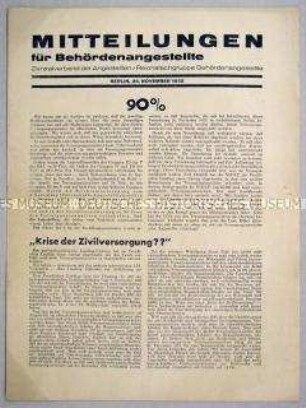 Mitteilungsblatt für Behördenangestellte u.a. zur Zivilversorgung