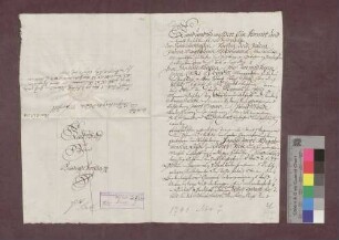 Jakob Wagner und Hans Wällde von Marzell verkaufen der badischen Landesregierung 38 1/2 Jauchert Wald um 423 Gulden 30 Kreuzer.