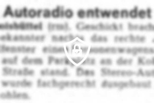 Autoradio entwendet