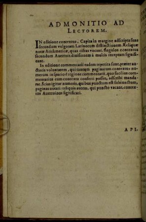 Admonitio Ad Lectorem.