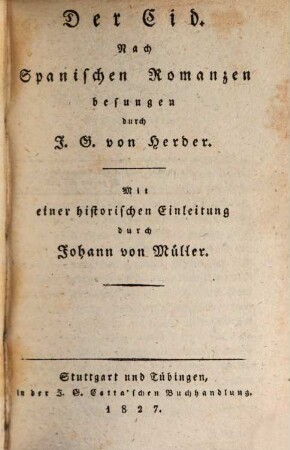 Der Cid : nach spanischen Romanzen besungen