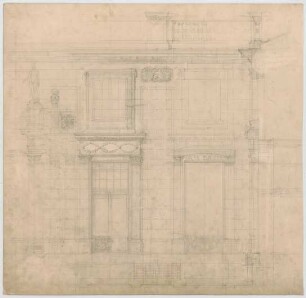Thiersch, Friedrich von; Wiesbaden; Kurhaus - Fassade (Teilgrundriss, Teilansicht, Schnitt)