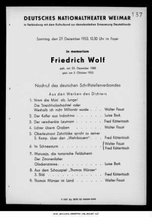 in memoriam Friedrich Wolf