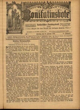 Erste Ausgabe vom Sonntag, den 20. Februar 1898.