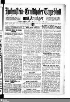 Hohenstein-Ernstthaler Tageblatt und Anzeiger : Hohenstein-Ernstthaler Zeitung, Nachrichten und Neueste Nachrichten ; Generalanzeiger für Hohenstein-Ernstthal mit Hüttengrund, Oberlungwitz, Gersdorf, Hermsdorf, Bernsdorf, ...