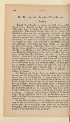 G. Weltverkehr des deutschen Volkes