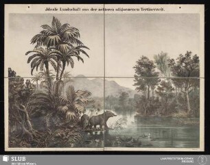 [Tafel 51]: Ideale Landschaft aus der aelteren (oligocaenen) Tertiaerzeit
