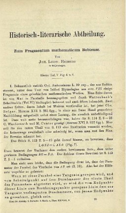 Zum Fragmenten mathematicum Bobiense.