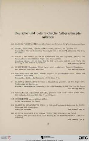 Deutsche und österreichische Silberschmiede-Arbeiten (Nr. 106-176)