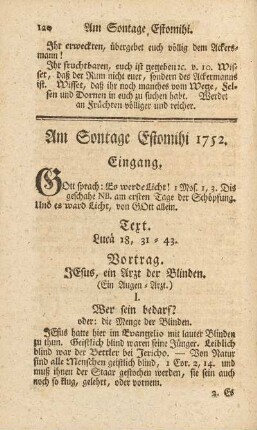 Am Sontage Estomihi 1752