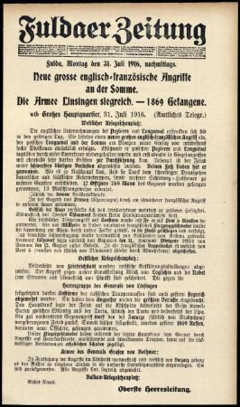Ausgabe vom Montag, den 31. Juli 1916.