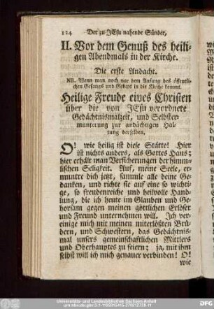 II. Vor dem Genuß des heiligen Abendmals in der Kirche.