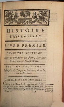 Histoire Universelle, Depuis Le Commencement Du Monde Jusqu'a Présent, 6. Contenant la suite de l'histoire des Juifs jusqu'à la Captivité de Babylone, l'Histoire des Assyriens, & partie de celle des Babyloniens