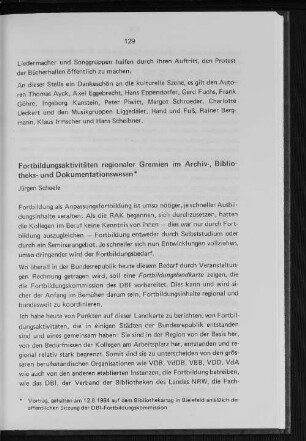 Fortbildungsaktivitäten regionaler Gremien im Archiv-, Bibliotheks- und Dokumentationswesen